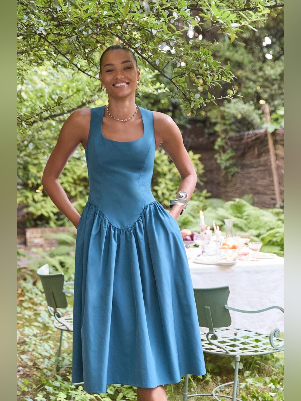 NWT ✨ Amanda Uprichard Caspian Midi Teal Dress Size Small $350 - Picture 2 of 7